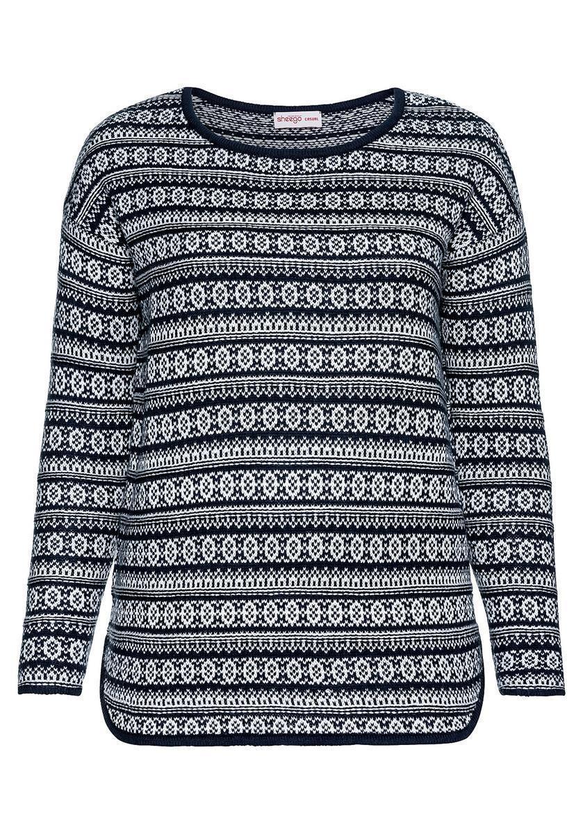 pullover im jacquardstrick - dunkelblau