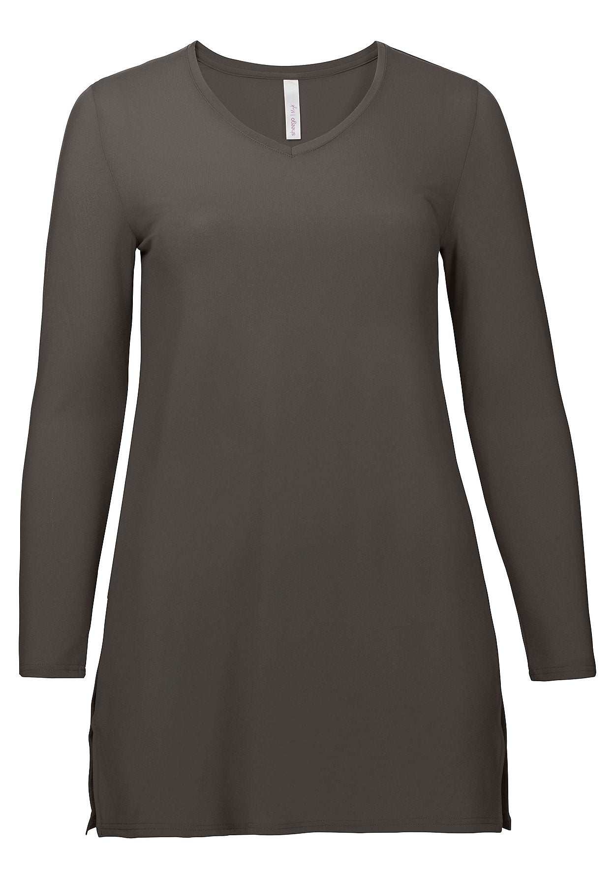 longshirt mit seitenschlitzen - dunkelgrau