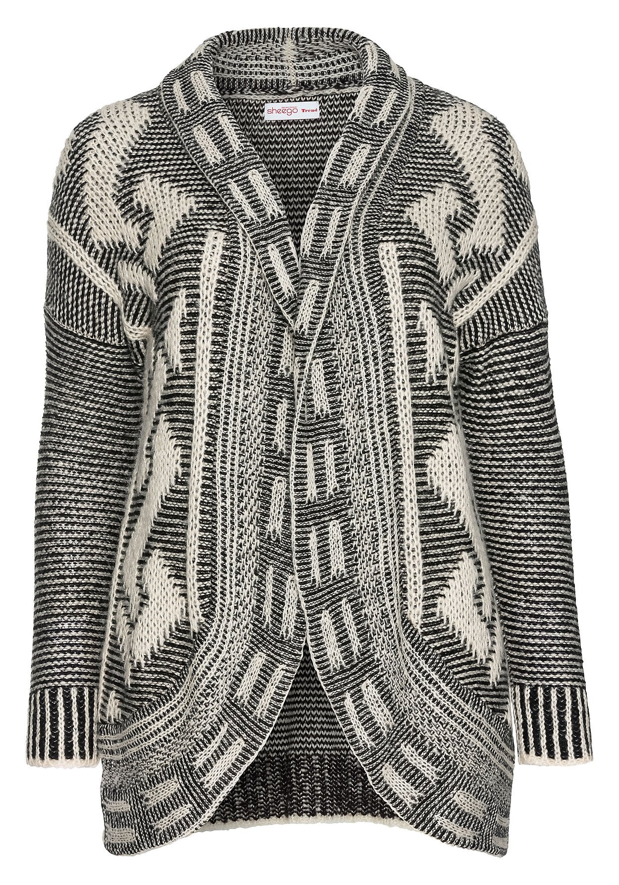 longcardigan aus strick - grau