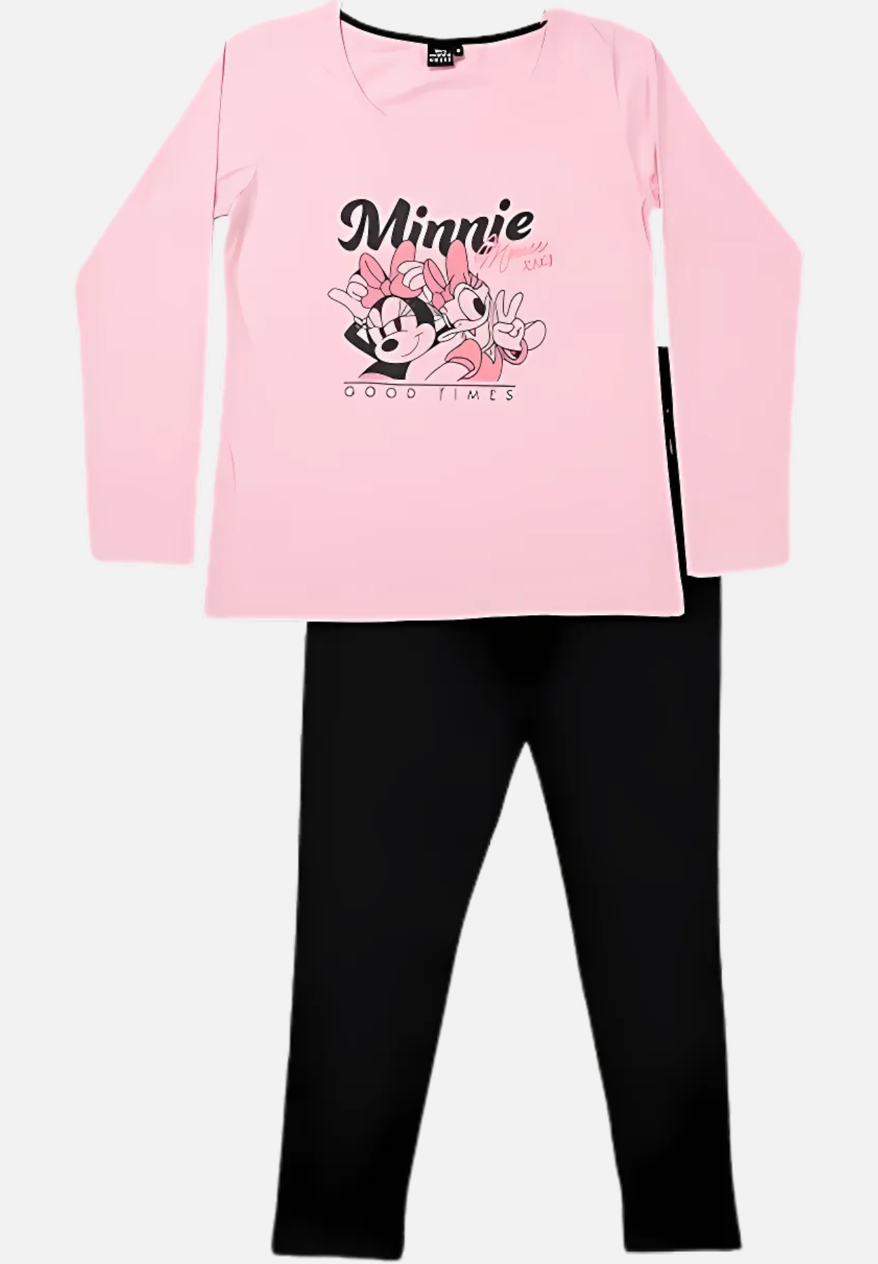pyjama set lang für damen - rosa/schwarz