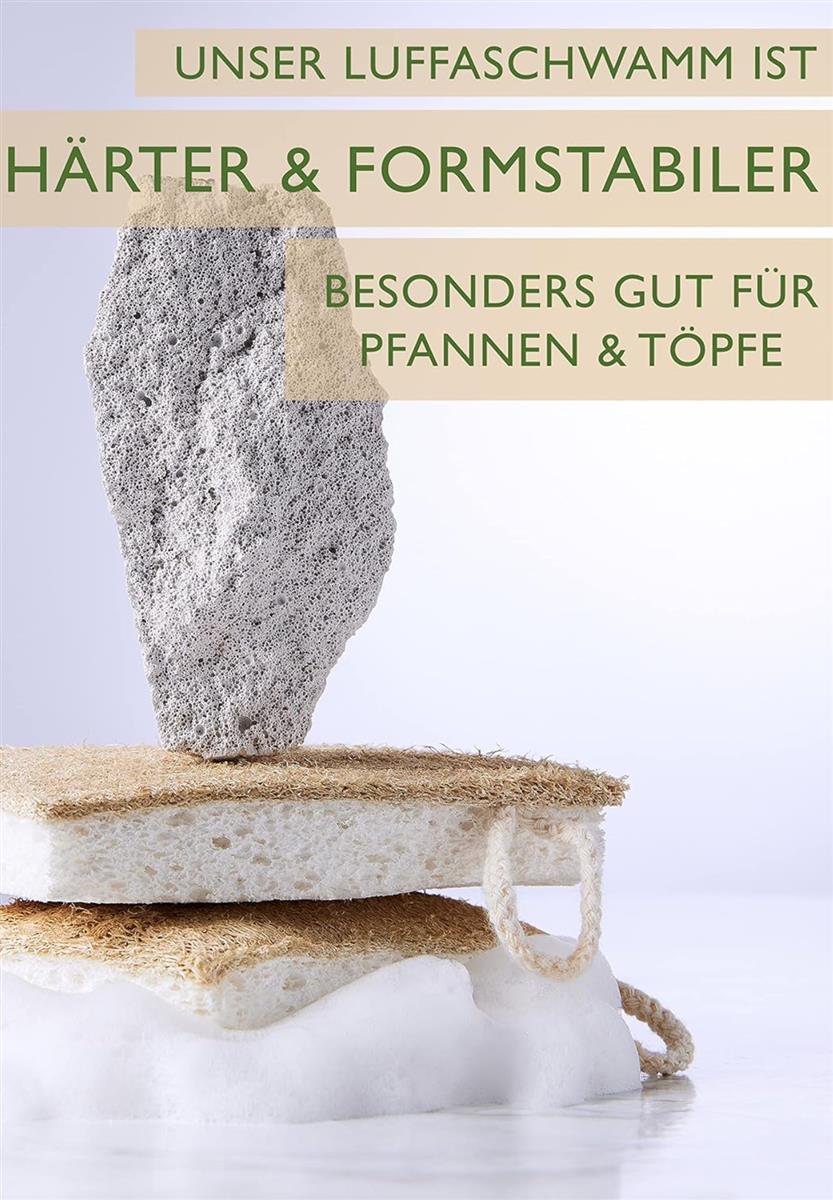 spülschwamm luffa - gurke 4er pack - weiß