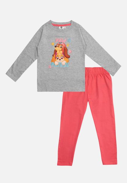 Pyjama Set Langarm pink/grau - mehrfarbig