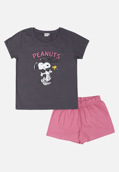 Pyjama Set Kurz - dunkelgrau/rosa