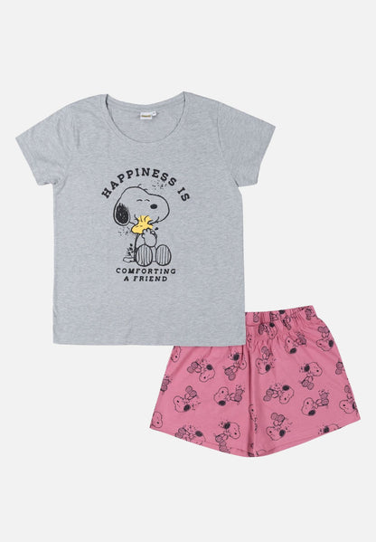 Pyjama Set Kurz - grau/rosa