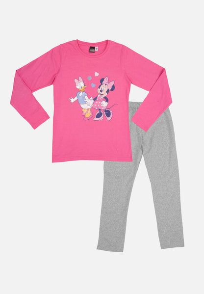 Pyjama Set Langarm - pink/grau
