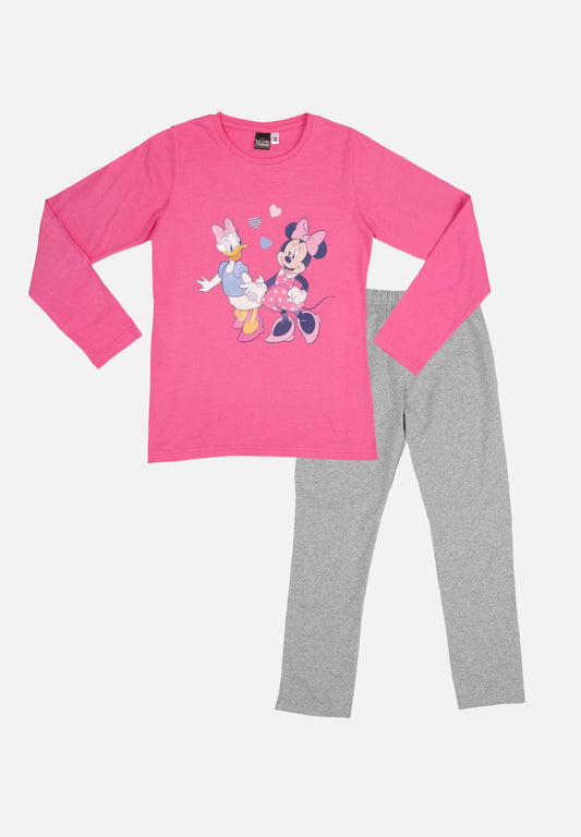 Pyjama Set Langarm - pink/grau