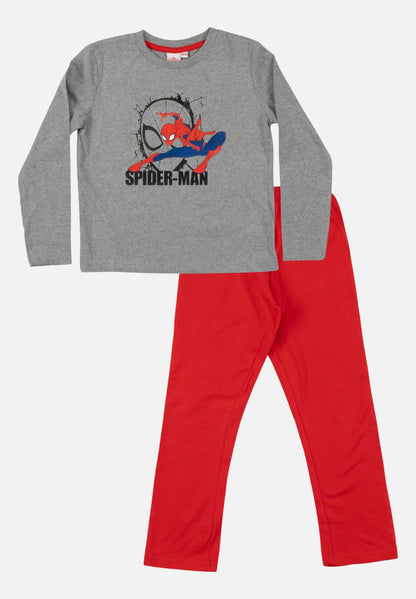 Pyjama Set Langarm - grau/rot - mehrfarbig