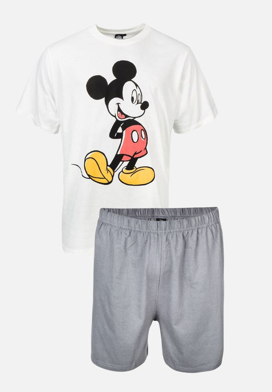 Pyjama Set Kurz - weiß/grau - mehrfarbig