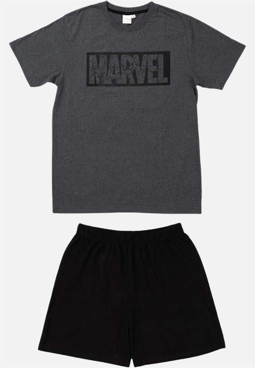 pyjama set kurz - grau/schwarz