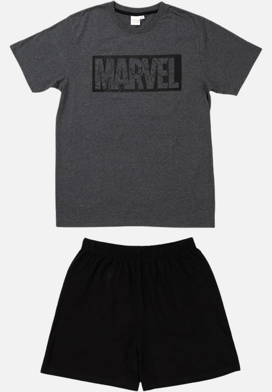 Pyjama Set Kurz - grau/schwarz
