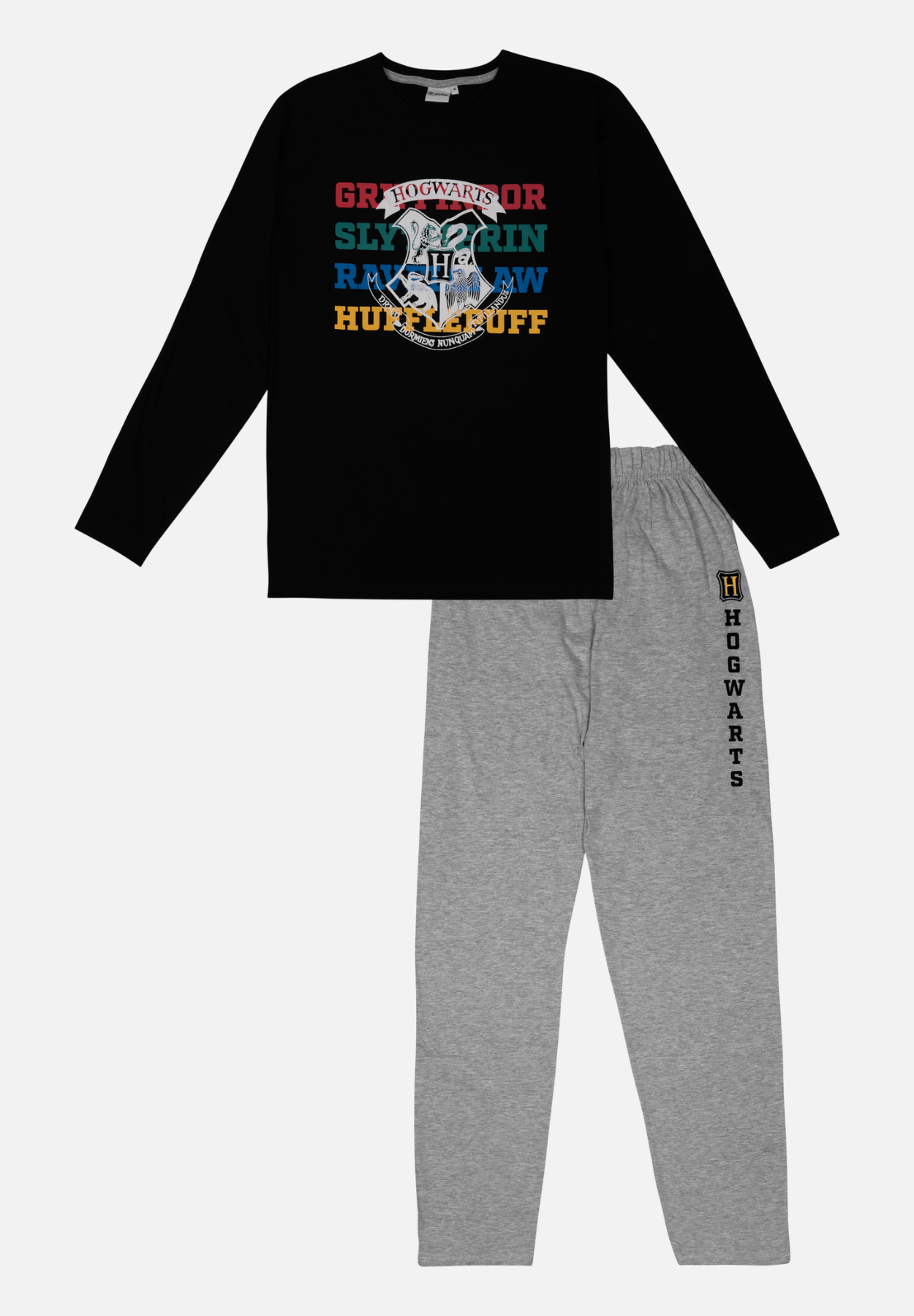 pyjama set lang - grau/schwarz