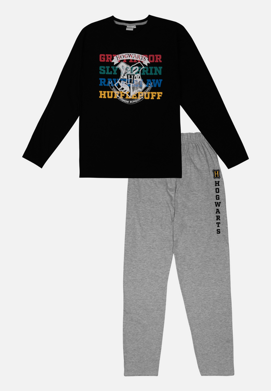 Pyjama Set Lang - grau/schwarz