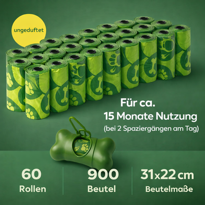 Hundekotbeutel mit Spender - Tierbedarf - grün