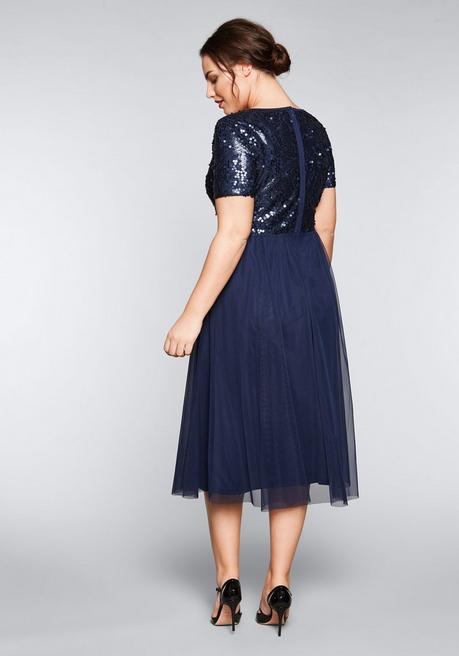 abendkleid mit pailletten - dunkelblau