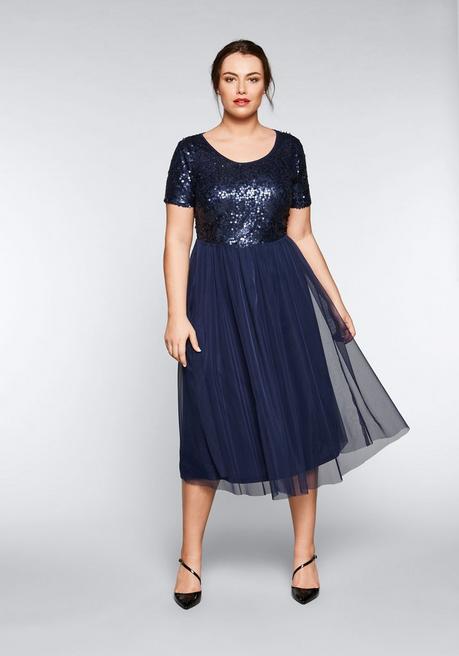 abendkleid mit pailletten - dunkelblau