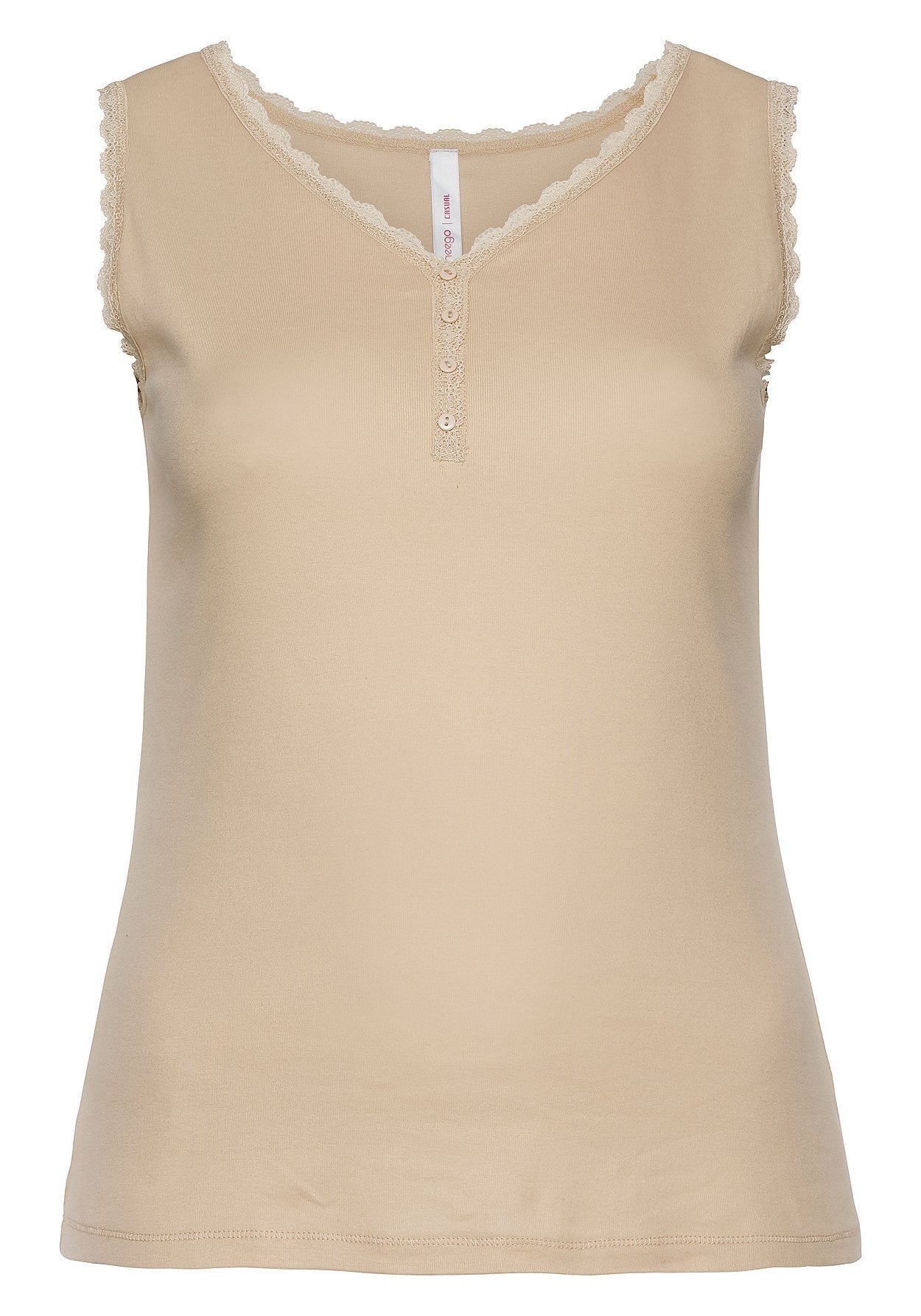 top mit spitzenbesatz - beige