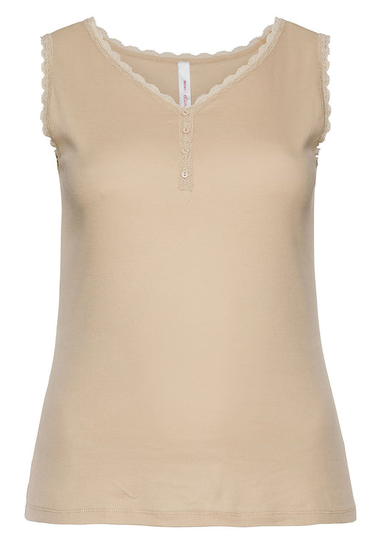 Top mit Spitzenbesatz - beige