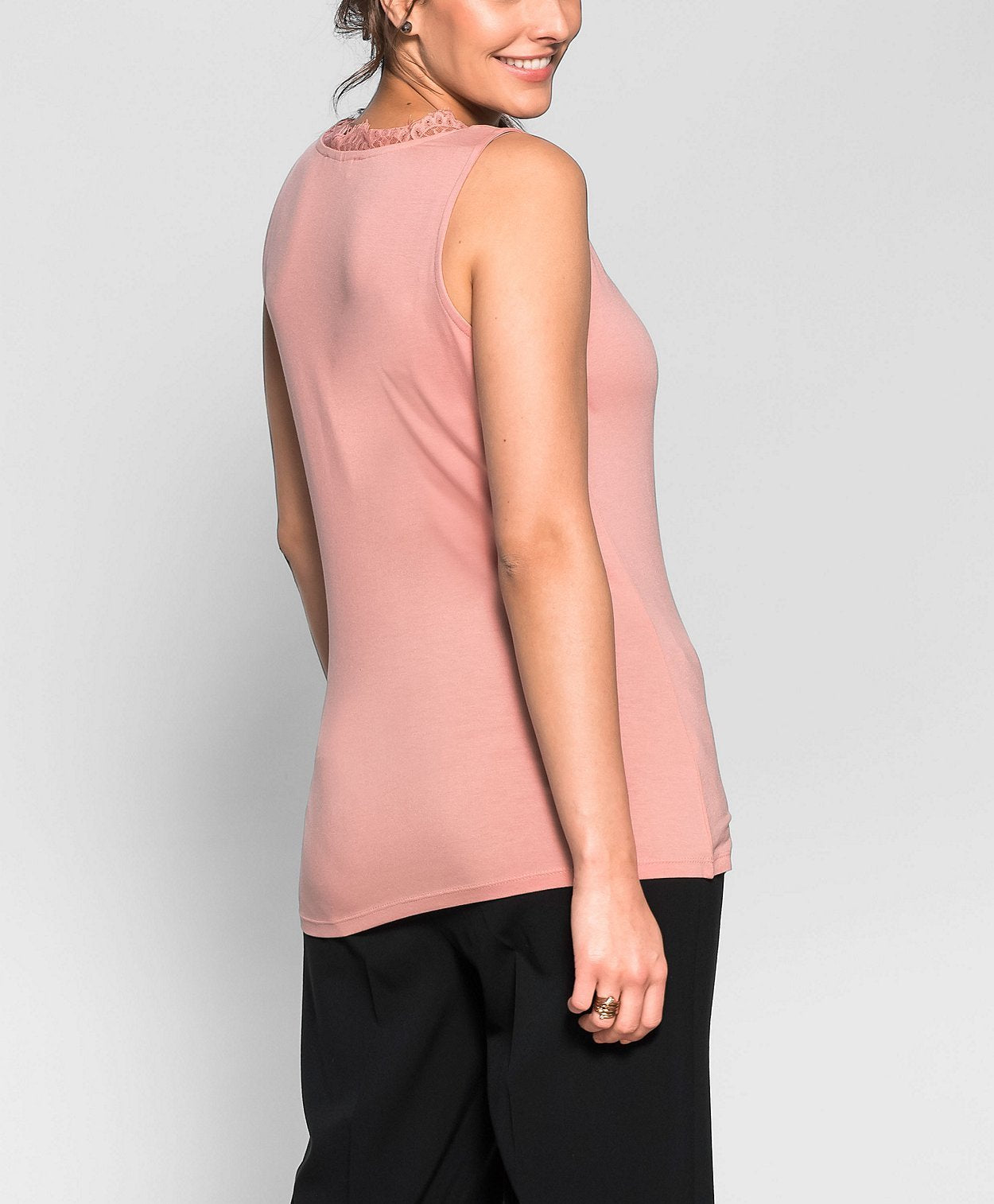 top mit spitze - rosa