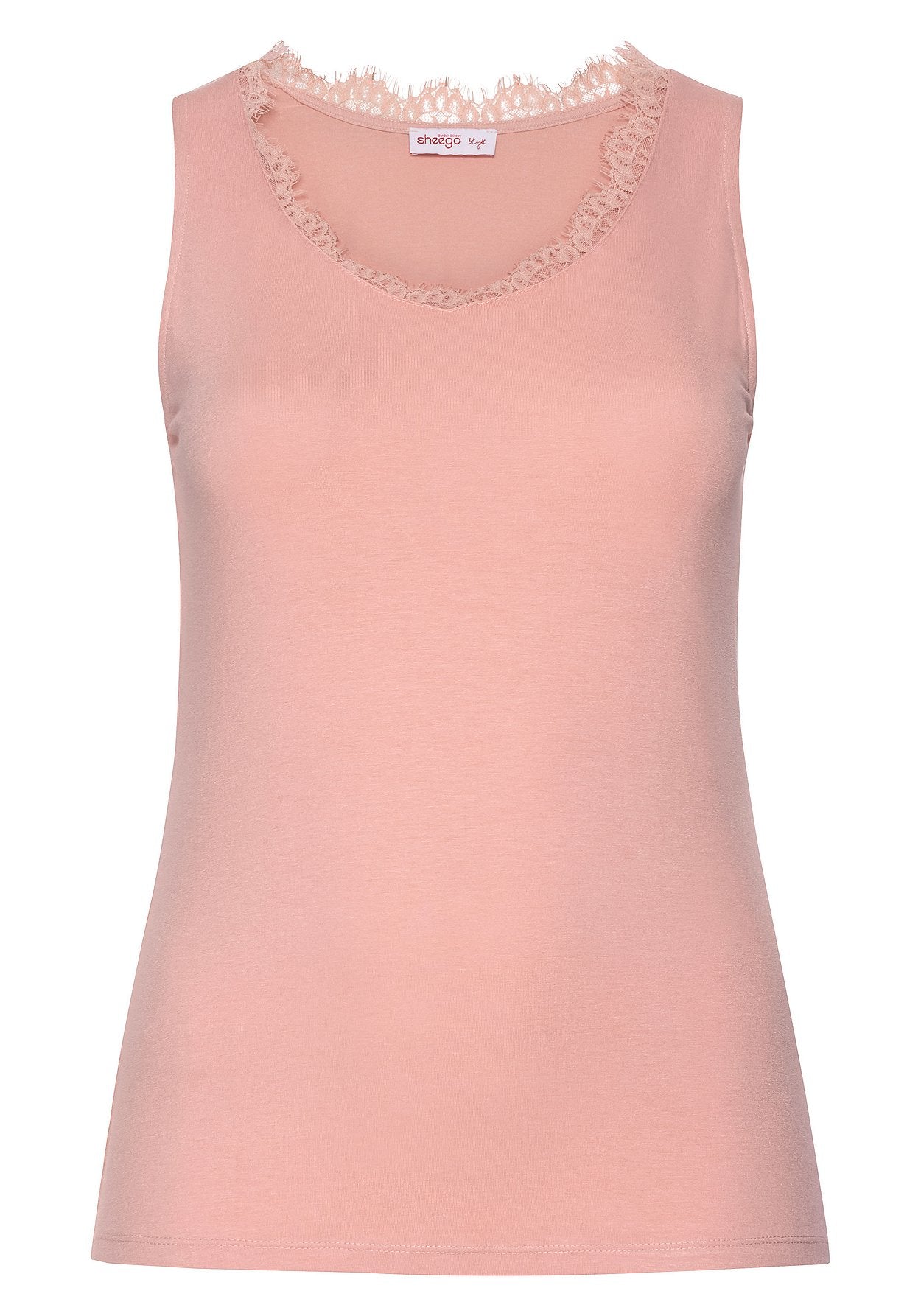 top mit spitze - rosa