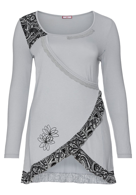 Shirt in Wickel-Optik - grau