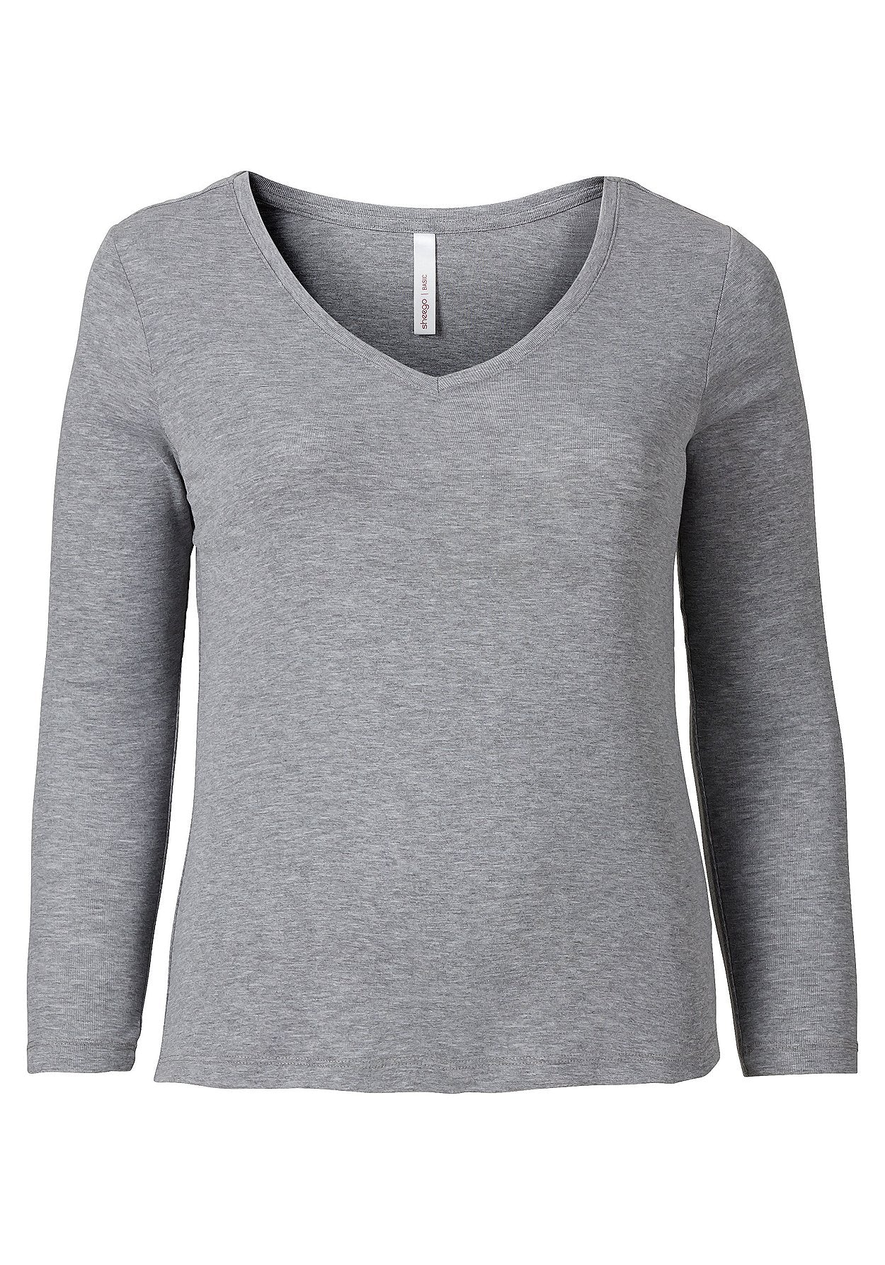 basic langarmshirt - grau