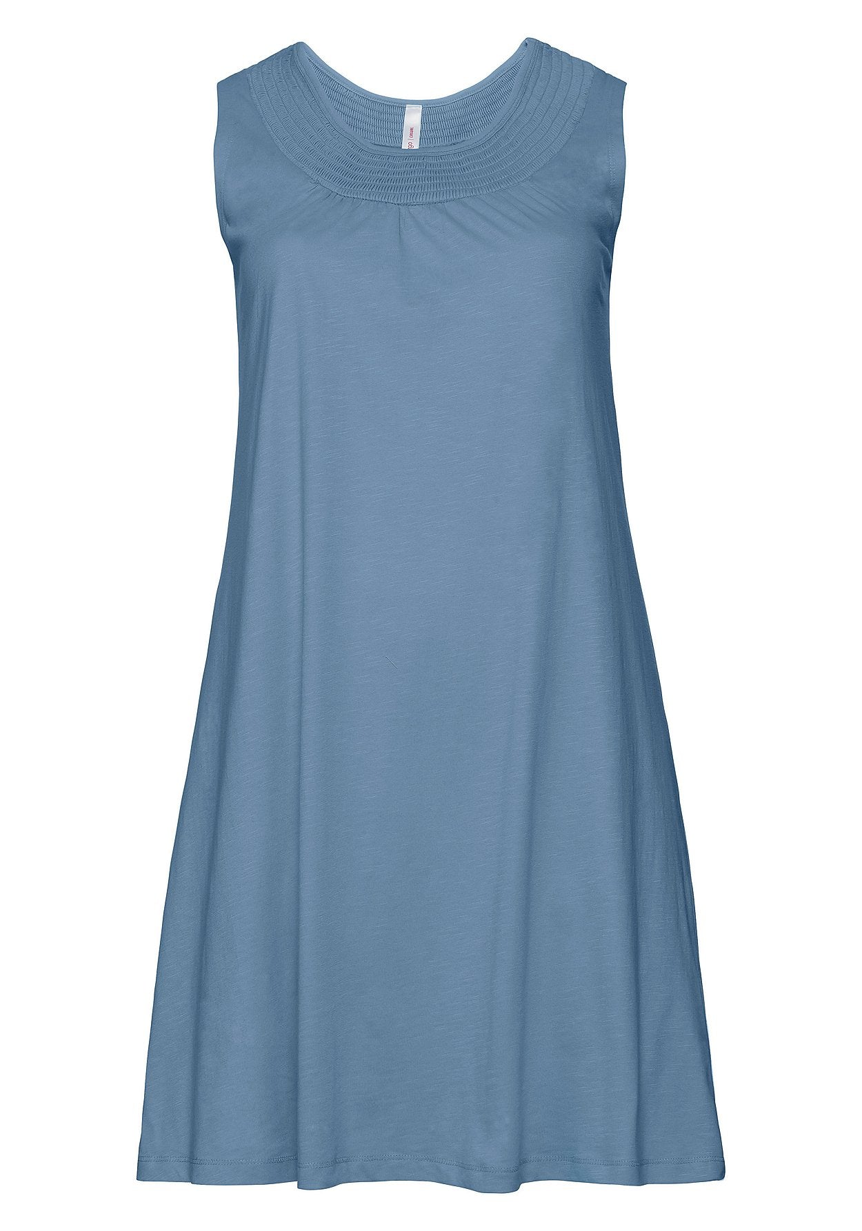 shirtkleid mit smok-einsatz - blau