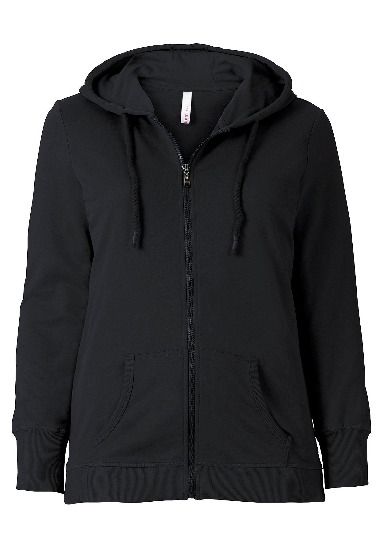 basic kapuzensweatjacke - schwarz