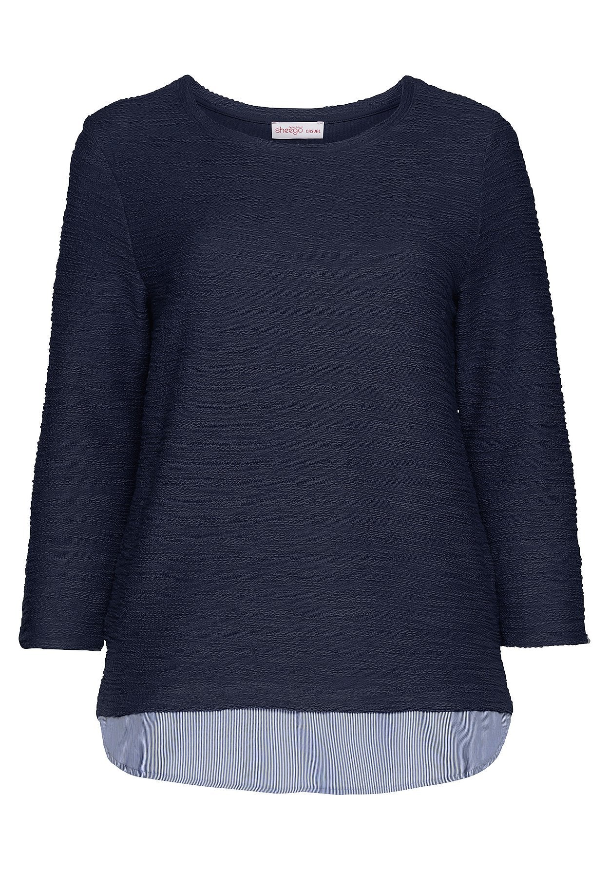 sweatshirt in 2-in-1-optik - dunkelblau