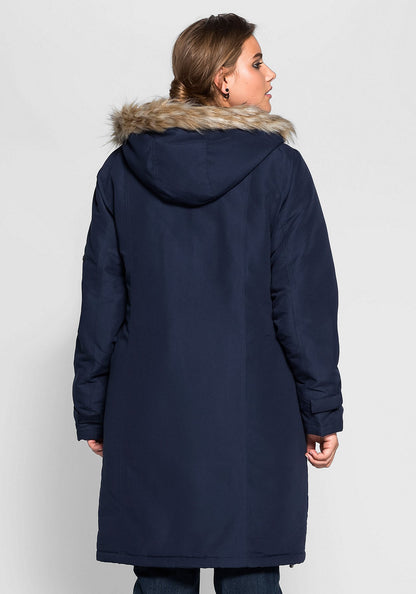 Longparka mit Kapuze - dunkelblau