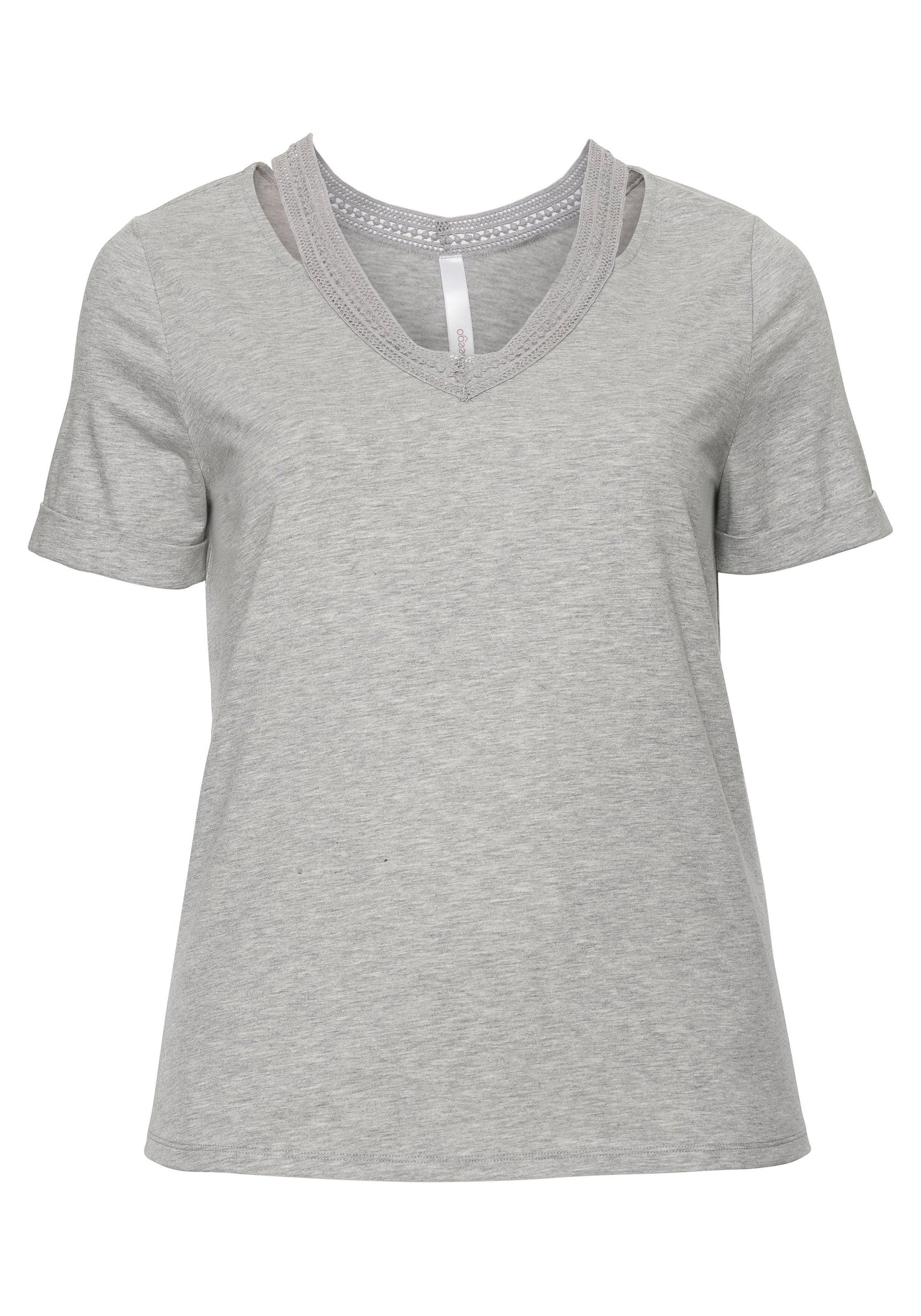 shirt mit spitze - grau