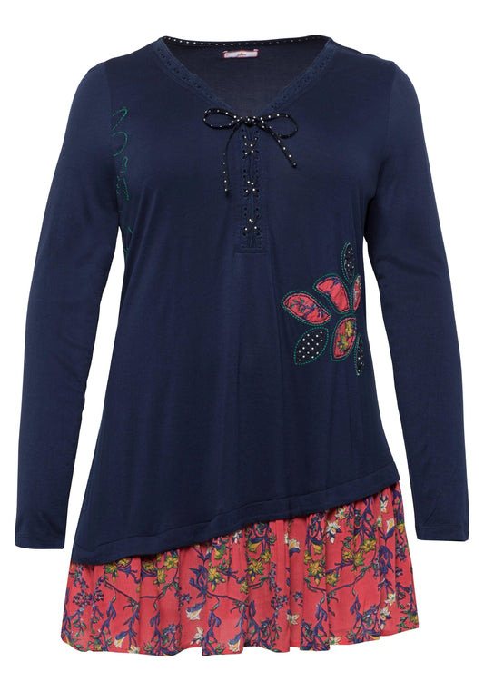 Longshirt mit Volant - dunkelblau