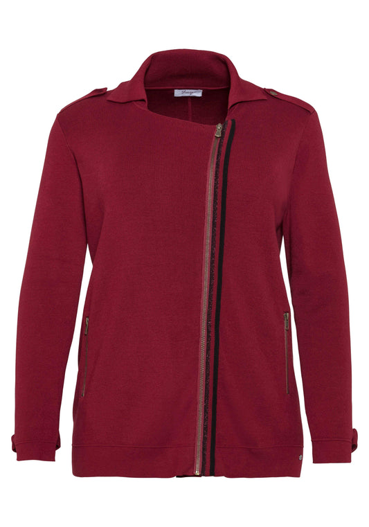 Strickjacke im Bikerstyle - rot