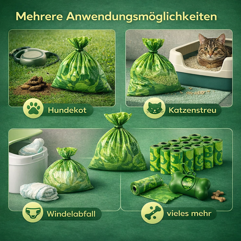 hundekotbeutel mit spender - tierbedarf - grün