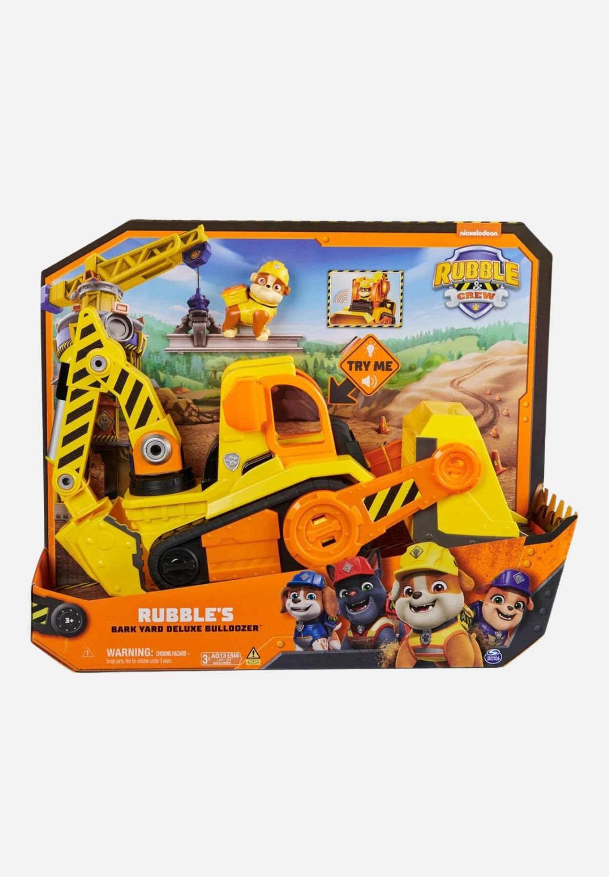 rubble & crew großes - planierraupen -baufahrzeug mit licht- und geräuscheffekten (deluxe fahrzeug) und rubble-figur - mehrfarbig