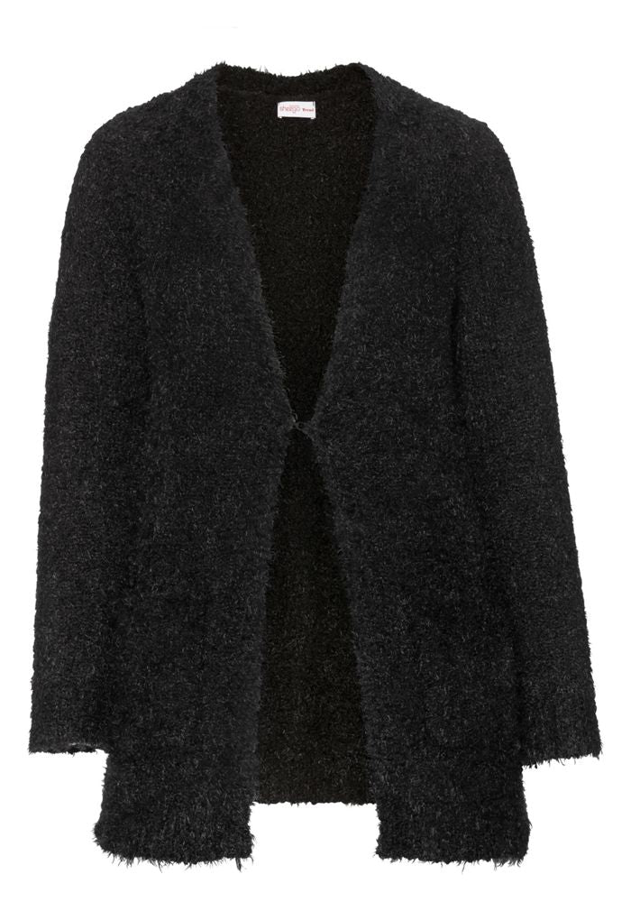 longstrickjacke mit taschen - schwarz