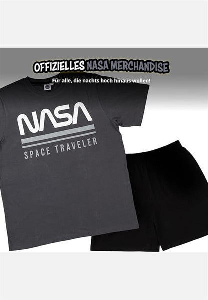 Pyjama Set Kurz - grau/schwarz