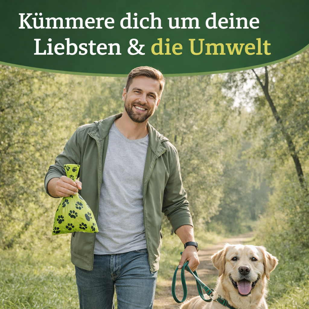 hundekotbeutel mit spender - tierbedarf - grün