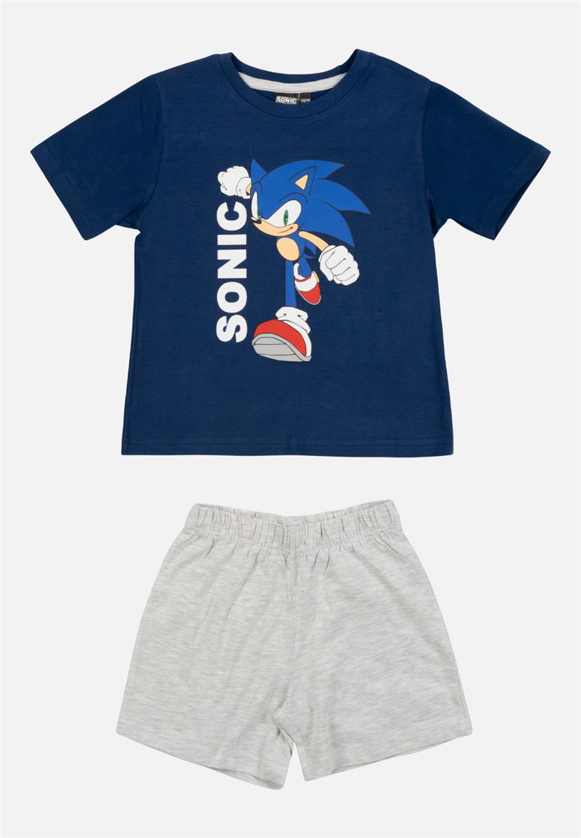 pyjama set kurz - blau/grau