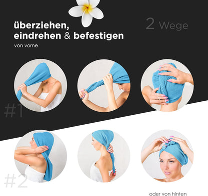 Haarturban 2er Pack - grau/blau