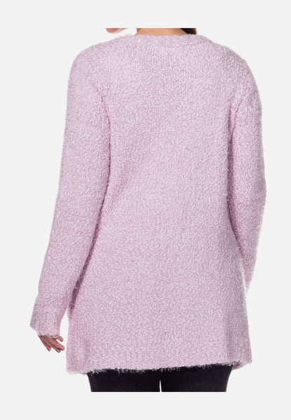 Longstrickjacke mit Taschen - rosa