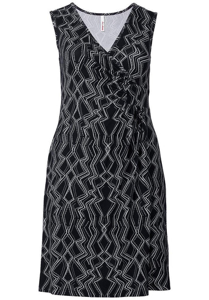 Jerseykleid mit Alloverdruck - schwarz