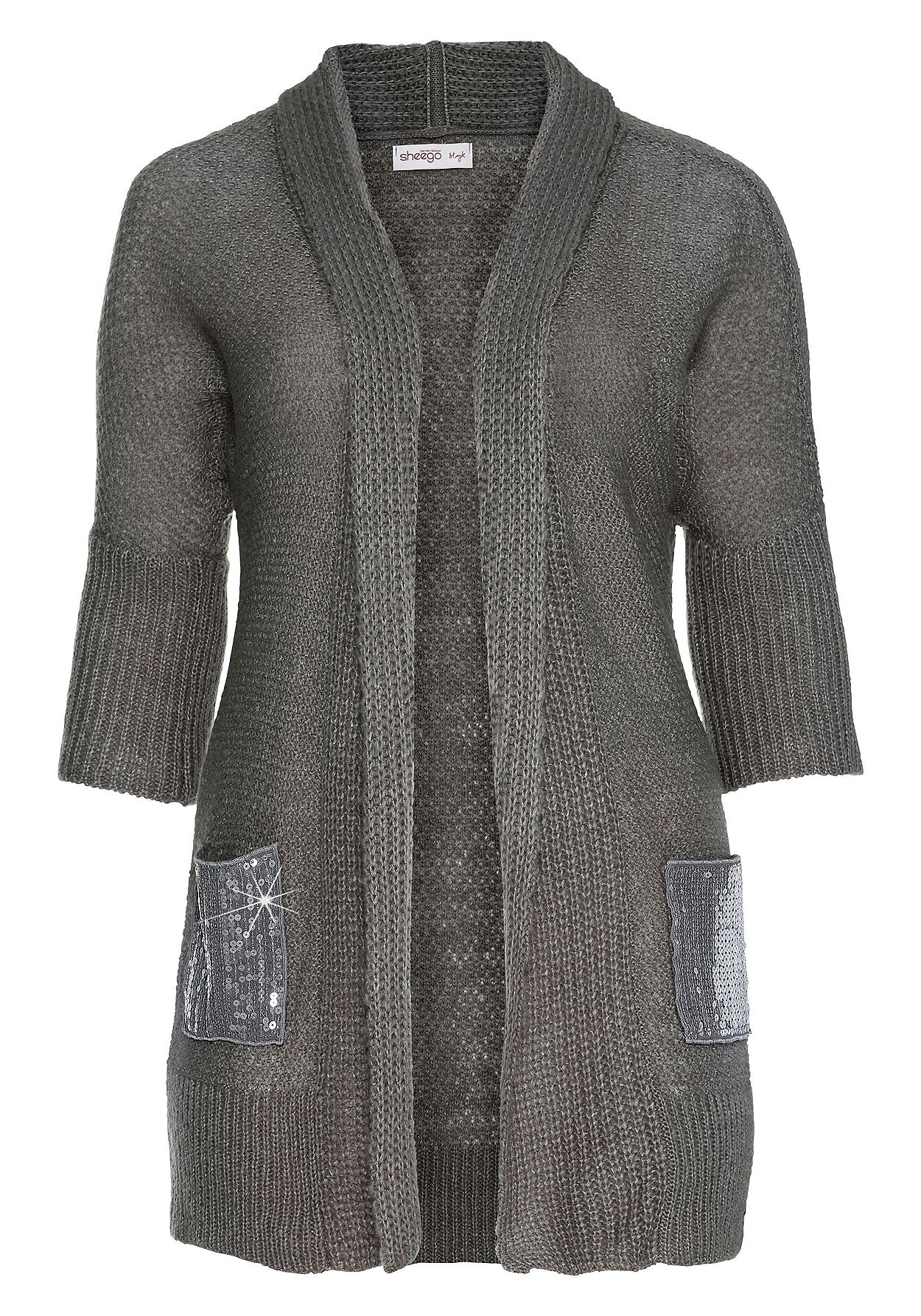 longstrickjacke - grau