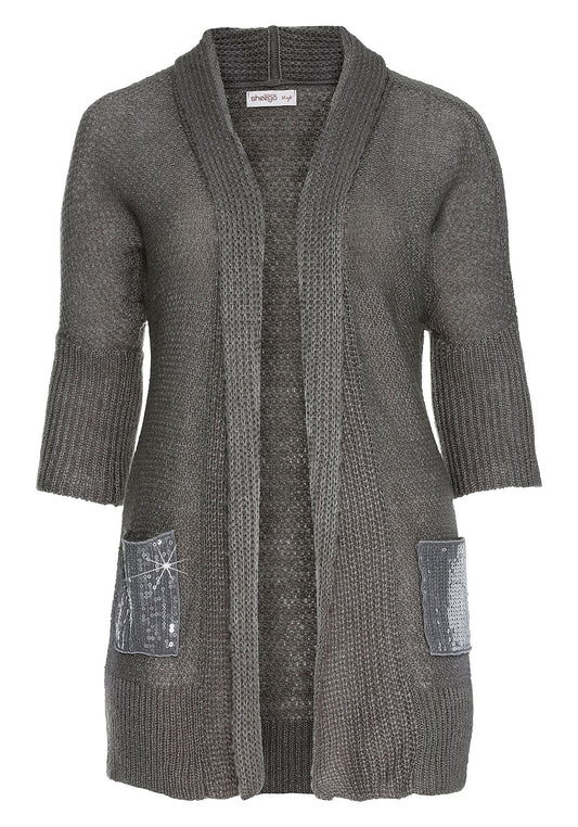 Longstrickjacke - grau