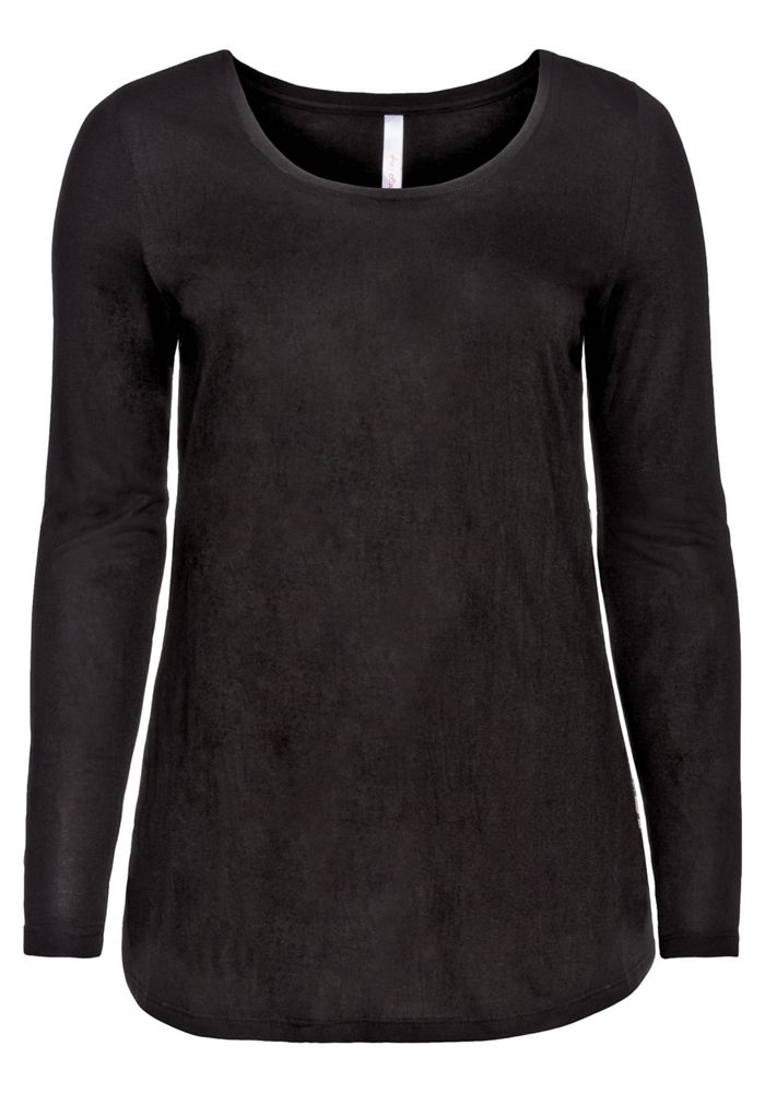 longshirt im material-mix - schwarz