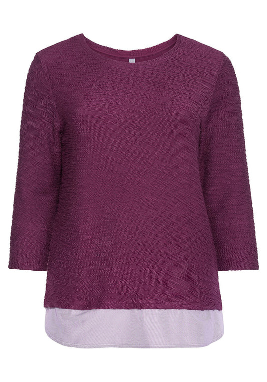 Sweatshirt in 2-in-1-Optik - bordeauxrot