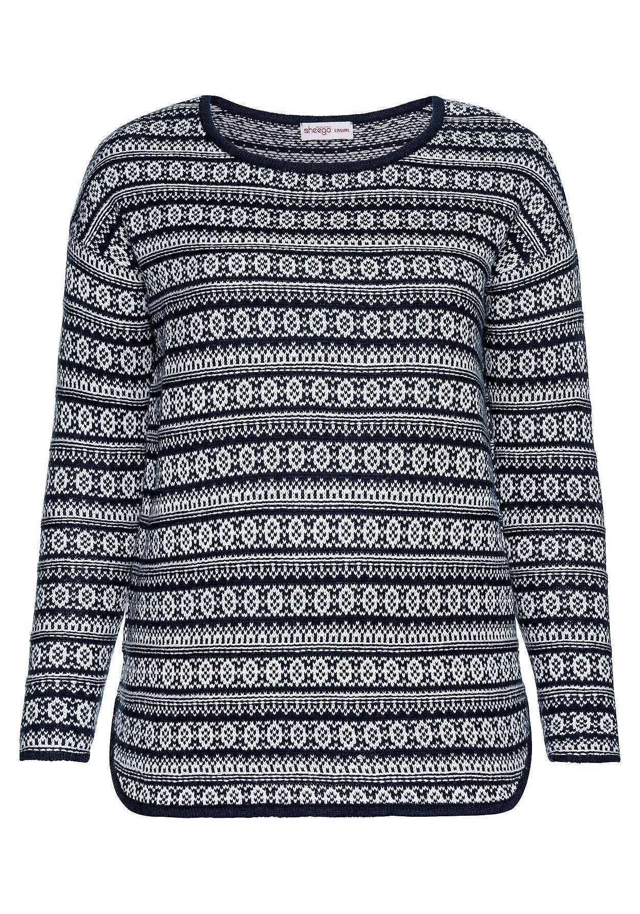 pullover im jacquardstrick - dunkelblau
