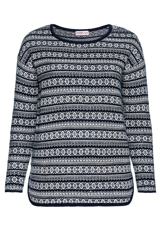 Pullover im Jacquardstrick - dunkelblau