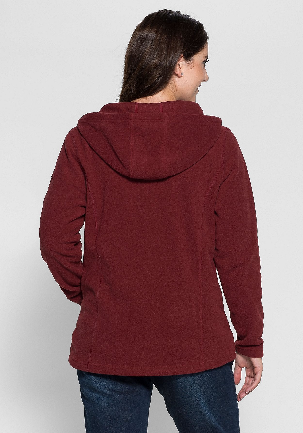 fleecejacke mit kapuze - bordeauxrot