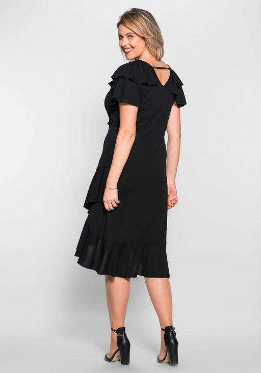 carmen-kleid mit volants - schwarz