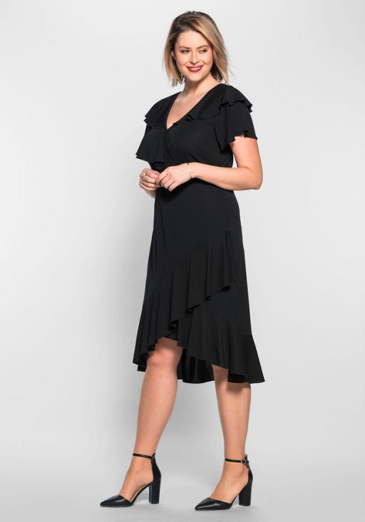 carmen-kleid mit volants - schwarz